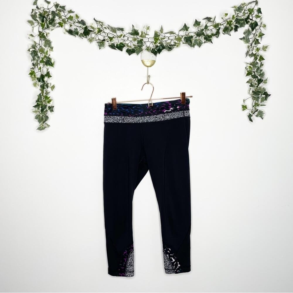 LULULEMON Run Inspire Crop II Black Purple Teal 6